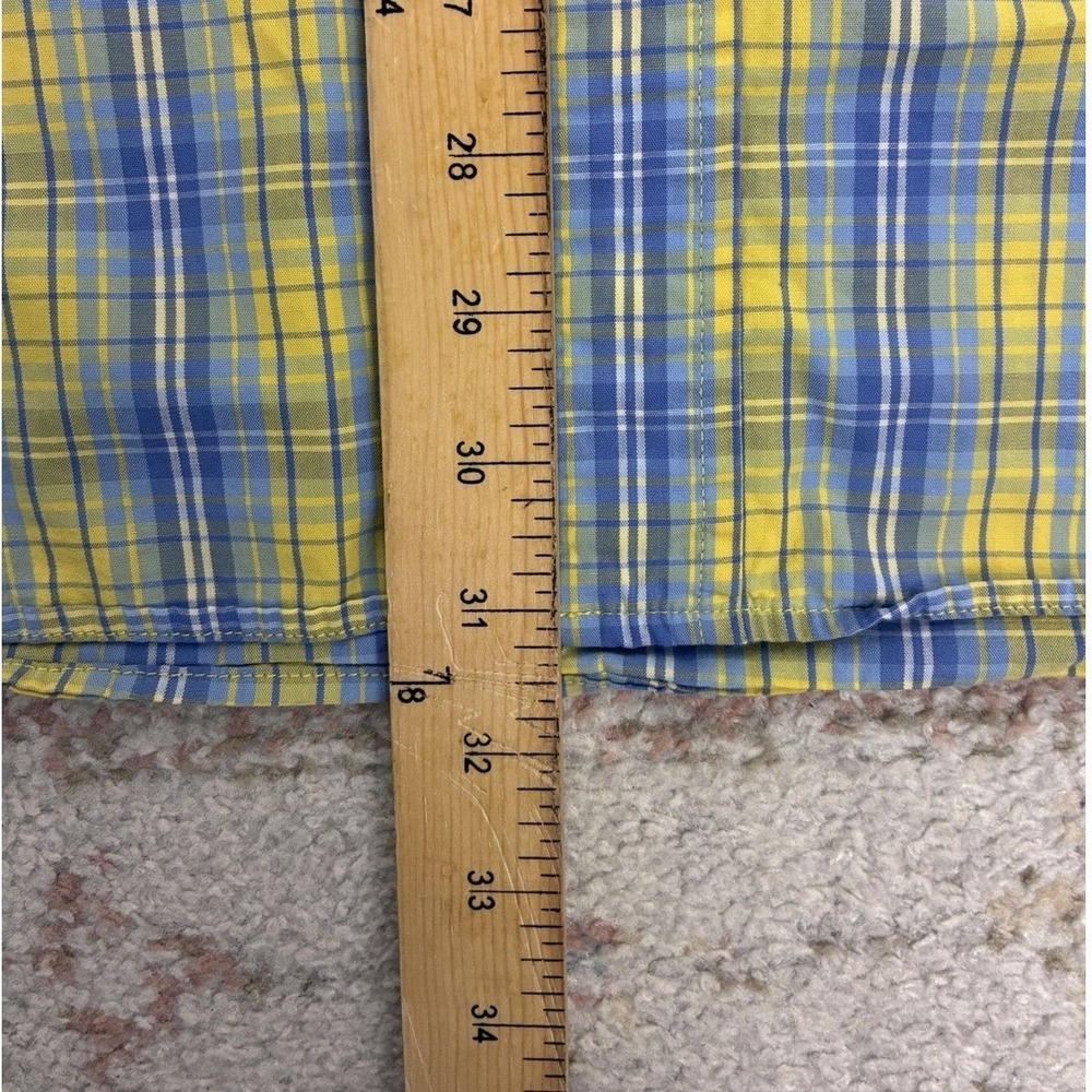 US Polo Plaid Preppy Mens XXL Short Sleeve Blue Yellow Casual Dadcore Gorpcore - Picture 5 of 6